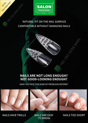 Glass Sharp Shape Highly Transparent and Traceless Nail Pieces Half Cover False Nail Tips