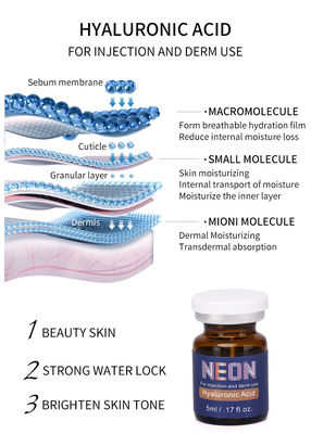 5ml Hyaluronic酸の注入の反老化を緩和するMeso療法の血清の皮を白くすること